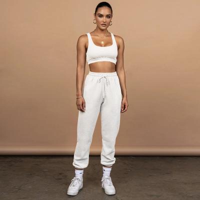 China Viable Side Pocket Pants Crop Two PC Autumn Fitness Sweat Track Tops And Pants Custom Women Jogger Sweatsuits 2 Piece Suit Set for sale