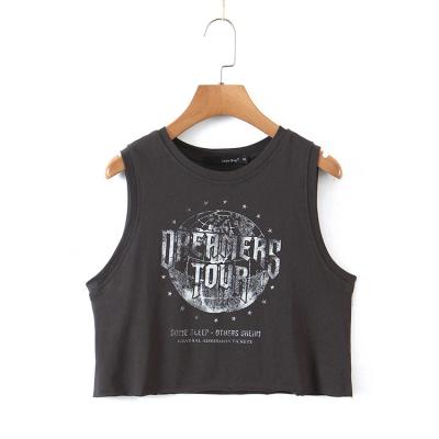 China 2022 Women Cotton Casual Crew Neck Washable Sleeveless Active Cropped Tank Tops for sale