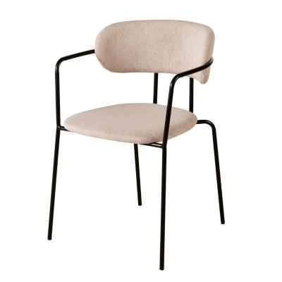 China MODERN Simple Modern Home Furniture Upholstered Cushion Fabric Dining Chairs With Black Metal Legs for sale