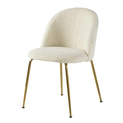 China Customized Color Modern French Style Restaurant Dining Room Upholstered Boucle Velvet Dining Chair With Chrome Legs for sale