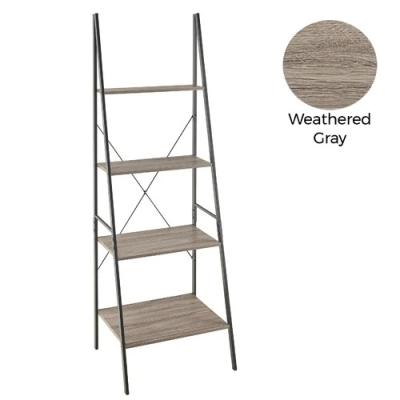 China Multi Functional Home Storage Metal Frame Living Room Furniture 4 Tiers Free Standing Ladder Shelf Wood Storage Rack for sale