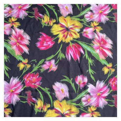 China Breathable Colorful Flowers Fashion Woven Wool Peach Digital Printing 100% Polyester Fabric For Dress for sale