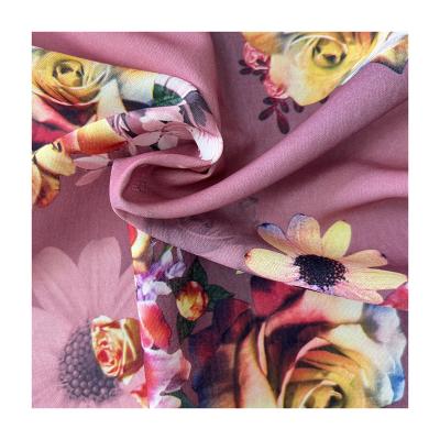 China Memory China Factory Custom Four Way Spandex No MOQ Pattern Retro Digital Printing Design 100 Polyester Floral Fabric For Shirt for sale