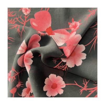 China Memory China supplier custom floral polyester beige printed fabrics for dresses materia for sale