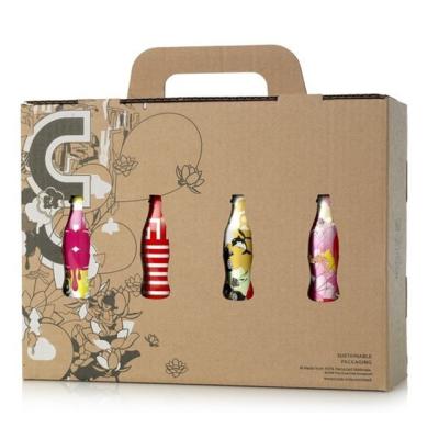 China Recyclable Customized Corrugated Cardboard Box For Drink Pack With Hanger for sale