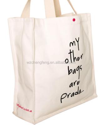 China Custom Handmade White Handled Cotton Canvas Shopping Bag for sale