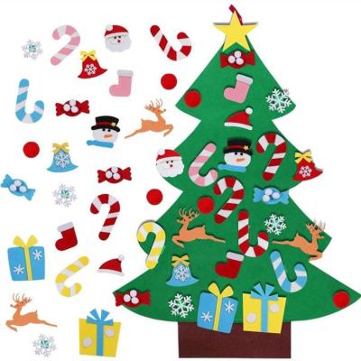 China Wholesale Christamas Decoration Factory Indoor Wall Hanging Ornaments Diy Felt Christmas Tree Decoration For Kids for sale