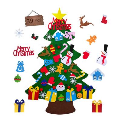 China Christamas decoration factory customized diy joyyear collapsible wool felt Christmas tree decoration for kids for sale