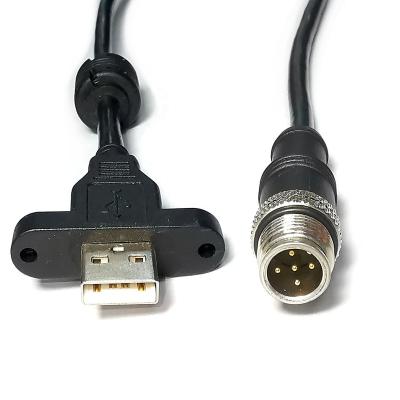 China Camera USB 2.0 Type One Male To M12 5 Pin Male One-Code Cable For Industrial Cameras for sale