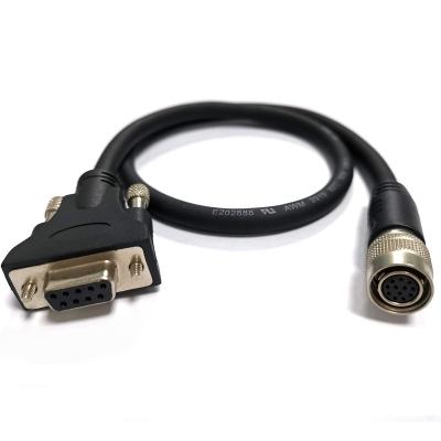 China High flexible Hirose HR10A-10P-12S 12pin female female to DB9/RS232 9pin female cable for industrial cameras MI-S-0247 for sale