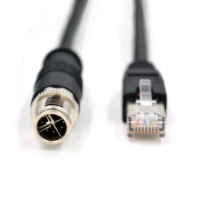 China X-code 8pin M12 male to high flexible RJ45 cables for industrial cameras MI-S-0466 for sale