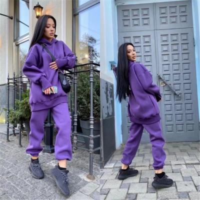 China 2021 antibacterial high quality custom casual jogger hoodie set for women multicolor women crew neck long sleeve sweatshirt hoodies for sale