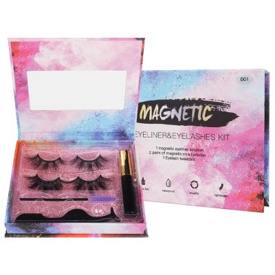 China Magnetic Curl 25mm Natural Private Label Mink Fur Handmade Eyelash Strips False Eyelashes Extension with Glue Custom Packaging Primer for sale