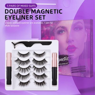 China 5 Pairs Easy With Magnetic Eyeliner Set Factory Price Free Sample Private Label Fan Eyelashes Seller for sale