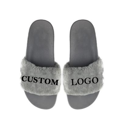 China Ladies Women Anti-slippery Fur Slippers Slides, Custom Made Faux Fur Slides Hairy Sandals, Wholesale Faux Fox Fur Slippers Women for sale