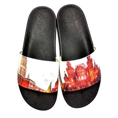 China Greatshoe Anti-Slippery Custom Printed Slide Slipper, PVC Men Sandals Customize Men Slip On Shoes, Plain Custom Logo White Slide Sandal for sale