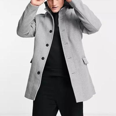 China Custom Gray White Funnel Duffle Casual Jacket Windproof Neck Plus Size Mens Fashion Coat for sale