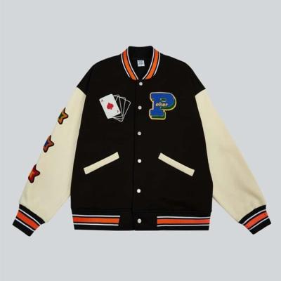 China Designer Custom Hot Mens Bomber Windproof Basketball Embroidery Plus Size College Bomber Jackets For Men for sale