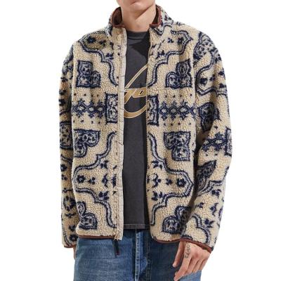 China Custom printing mens winter multi pattern coat windproof outwear sherpa fleece jacket for sale