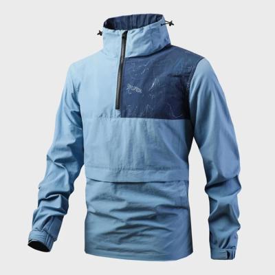 China Custom Colorblock Factory Supply Cool Price Polyester Funnel Neck Windproof er Colorblock Anorak With Logo for sale