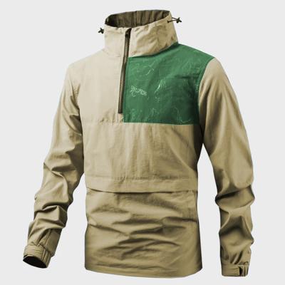 China 2022 Sustainable Breathable Windproof Funnel Neck Windproof Mens Warm Anorak Khaki for sale