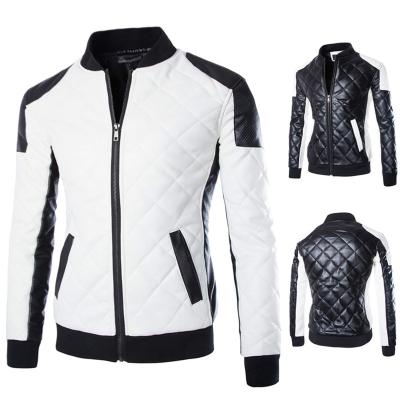 China Fashion PU Side Pockets Soft Touch Fashion Leather Jacket Mens Coats Autumn White Black Winter Windproof for sale