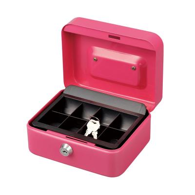 China Hot Selling Key Lock Custom Small 6 Inch Silver Collection Metal Cash Box With Lock for sale