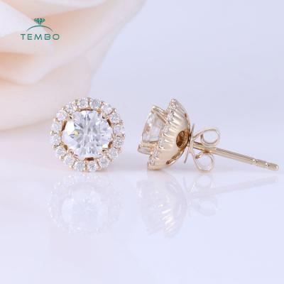 China Other Lab Grown Diamond Stud Earrings Gold Jewelry Elegant 14K Colorful for sale