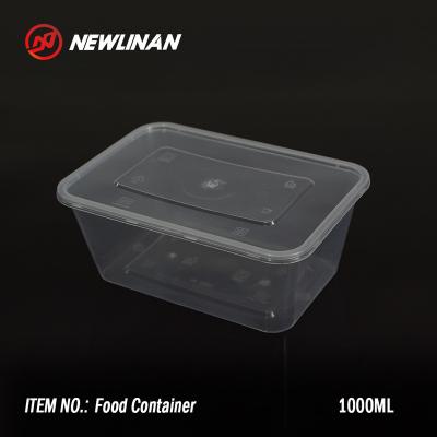 China Wholesale 1000ml Jiangmen Factory Clear Plastic Microwavable Container Container With Lid for sale