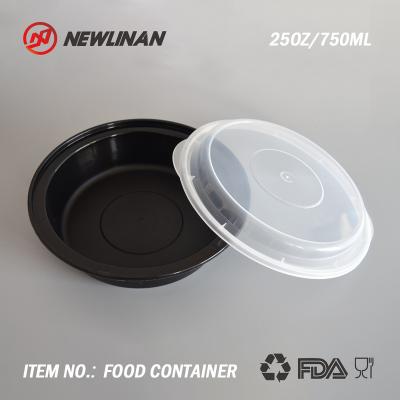 China Round 25oz Round Shape Microwavable Environmental Plastic Food Prep Containers for sale