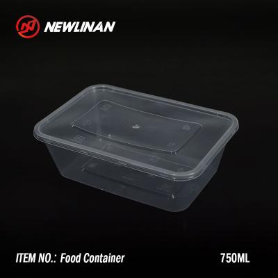 China 750ML Lunch Box Microwavable Disposable Takeout Food Container Transparent Box for sale