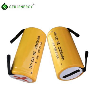 China Rechargeable Toys Sc 2000mah 1.2v 1300mah Ni-Cd Sc 1500mah Nickel Cadmium Battery for sale