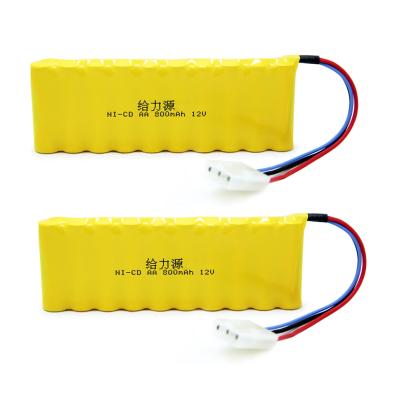 China Rechargeable Toys Ni-Cd Battery Pack 12v Nicd AA 800mAh Batteries For Toy Car/RC Car for sale