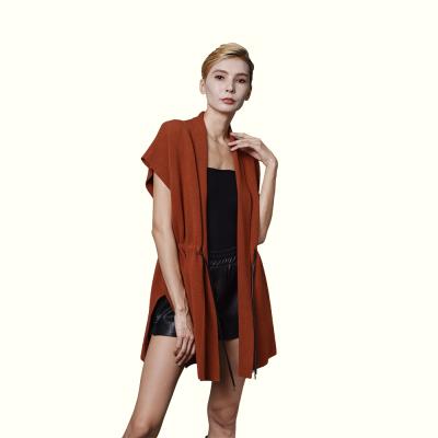 China Sleeveless Draped Front Cardigan Layering Vest With Lightweight Open Side Pockets Anti-wrinkle Women's Long Vests for sale