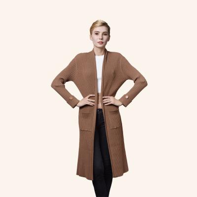 China Sale Women Brown Ladies Long Warm Breathable Comfortable Pocket Cardigan Purple Sweater Cardigan for sale