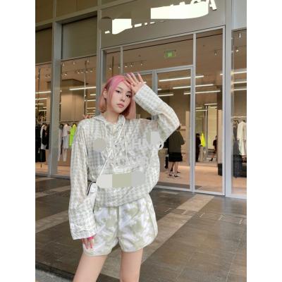 China Breathable brand D loose top women slimming shirt ladies chic sleeve blouse long and shorts set for diolly for sale