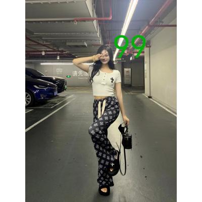 China Viable Factory Sale Brand C Direct Printed Waist New Retro High Drape Wide-leg Pants Fashion Pants for sale