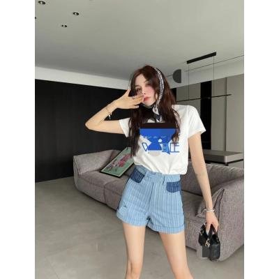 China Brand D Waist Shorts Women Summer Breathable Bull-puncher Shorts Women's Dark Blue Student Girls Cotton Shorts For Diolly for sale