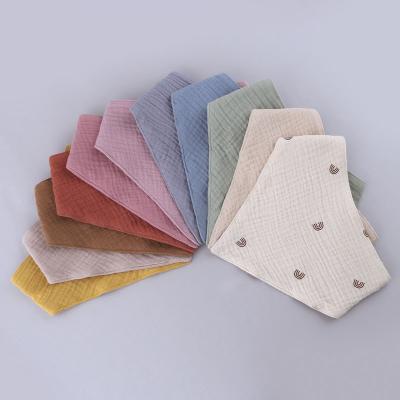 China OEM Solid Color Cotton Saliva Towel Printing Washable Soft Adjustable Organic Mealtime Collar Triangular Baby Bibs for sale