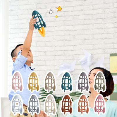 China Brain Development 2021 Best Selling Baby Supplies Safety Rocket Toy Food Grade Silicone Different Color for sale