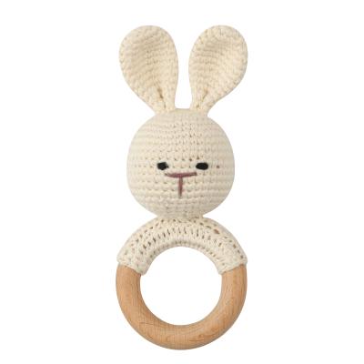 China Toy New Arrival Soft Crochet Pacifier Baby Teether Handmade Wooden Rabbit Chewie Teether for sale