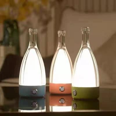 China Lighting Functions New Touch Rechargeable Wine Bottle Table Lamp Modern Scandinavian Fashion Gift Home Rechargeable Dimming Decorative Table Lamps for sale