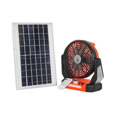 China Solar energy fan Portable Solar Panel Multifunctional 4W Rechargeable Movable Small Fan With Emergency Light Remote Control for sale