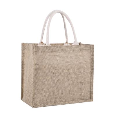 China Handled Eco  jute Cotton Canvas Grocery Shopping Tote Bag Custom Printed Gifts Customized Logo blank bag instock for sale