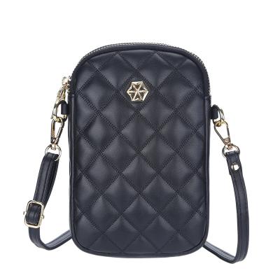 China High Quallity Mobile phone bag female European and American Lingge small bag Double Zip Crossbody Bag Women's Vertical Coin Wallet for sale