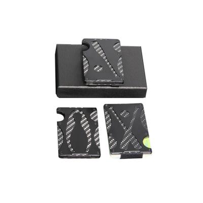 China Fashion New baseball instock carbon fiber card holder wallet metal  RFID anti-theft brush money clip aluminum minimalism card holder for sale