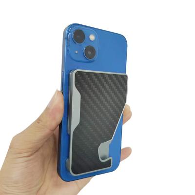 China Fashion Apple mobile phone magnetic suction card package aluminum alloy airtag carbon fiber card clip tracker metal card holder for sale