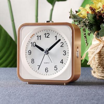 China Modern Warm White Gold Silver Wooden Indicator Alarm Clocks Modern Netflix Selling Square Color Music Bedside Table Hotel Home Desk for sale