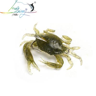 China ABS Plastic Silicone Road Bait 3D Simulation Crab Bait With Soft Hook Sea Fishing Bait Tackle Lure for sale