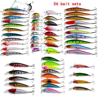 China 56Pcs/lot Almighty Lure Set Wobbler Crankbaits Swimbait Mixed Fishing Minnow Hard Baits Spiners Carp Fishing Tackle HOOK for sale